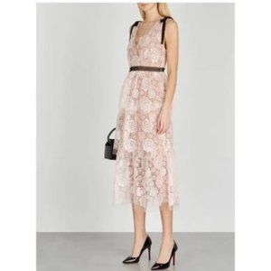 Self Portrait Starlet Rose Sequin-Embellished Lace Midi Dress